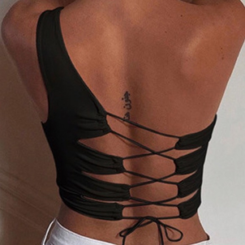 black one shoulder top